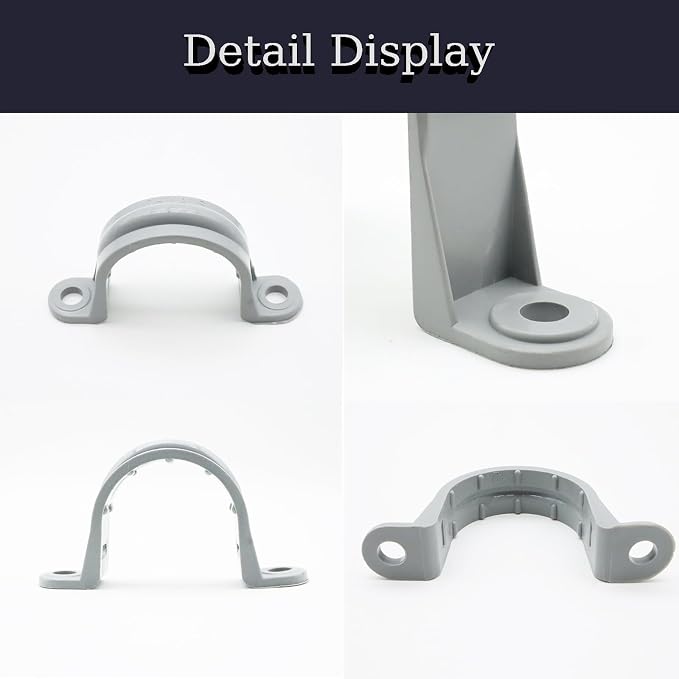Pipe Strap Clamp, 2-Holes Plastic Conduit Pipe Clamps PVC Pipe Supports - Image 3