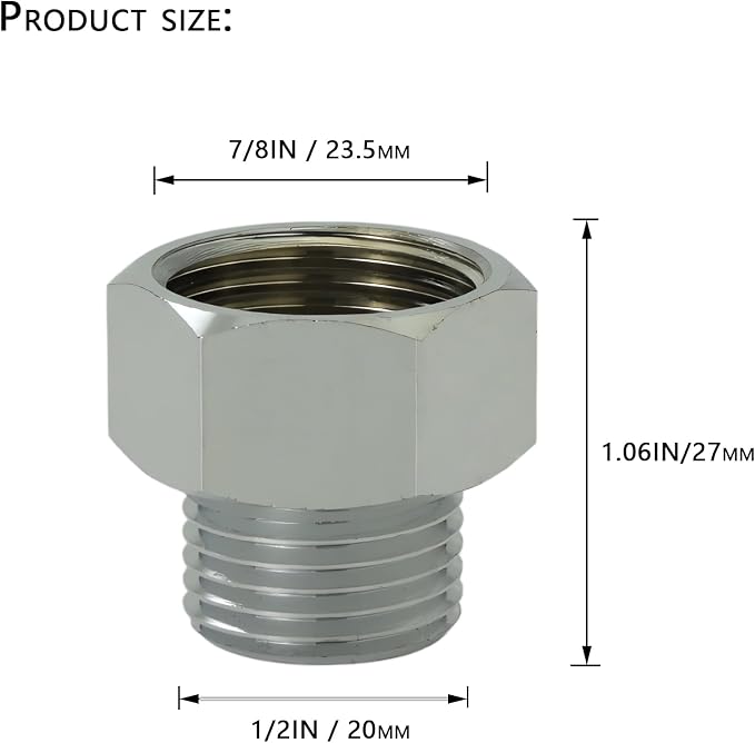 Brass 1/2"x7/8" Male-Female Adapter, 15/16" Splitter | Male-female extension - Image 3