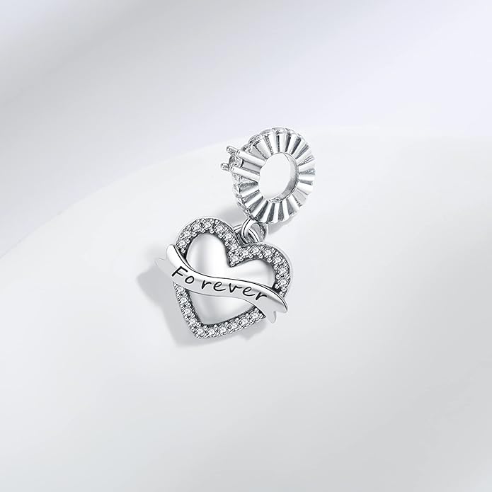925 Sterling Silver Charms Fit Pandora Charms Bracelet I Love You to The Moon and Back Fit Wife Mom Christmas Birthday Gift