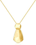 YUJIE Hammered Geometric Necklace Gold Plated Round & Teardrop Pendant Adjustable Chain Chic Elegant Jewelry