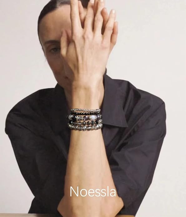 Noessla Beaded Boho Stretch Bracelet Colorful Stackable Crystal Beads Bracelets Trendy Costume Jewelry Mothers Day Gifts for Women