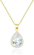 Linawe Crystal Chain Necklace for Women Trendy, Imitation Diamond Pendant, Statement Cubic Zirconia Boho Jewelry Set, 14K Gold/Rose Gold/Silver Birthstone Necklace