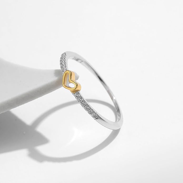 S925 Sterling Silver Infinity & Heart Pavé Ring for Women – Minimalist Twist Design, Everyday Stackable CZ Band, Casual Chic Jewelry
