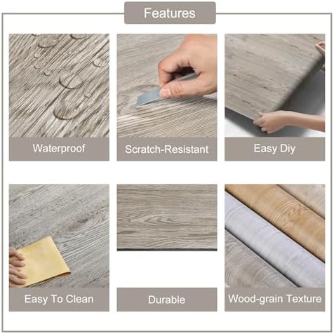 3D Peel and Stick Vinyl Floor Tile Roll Wood Plank Sticker 23"x393"/64 Sq.Ft - Image 6