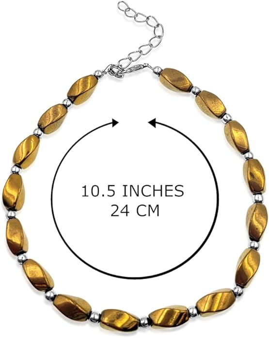 BESHEEK Rainbow Anklet Bracelet Hue Twisted Hematite and Round Artisan Beaded Anklet with Extension Handmade Hypoallergenic Beach Gala Wedding Style Jewelry