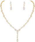 Bridal Wedding Jewelry CZ Set Marquise Teardrop Cubic Zirconia Pendant Necklace and Dangle Earring Bracelet Sets for Women