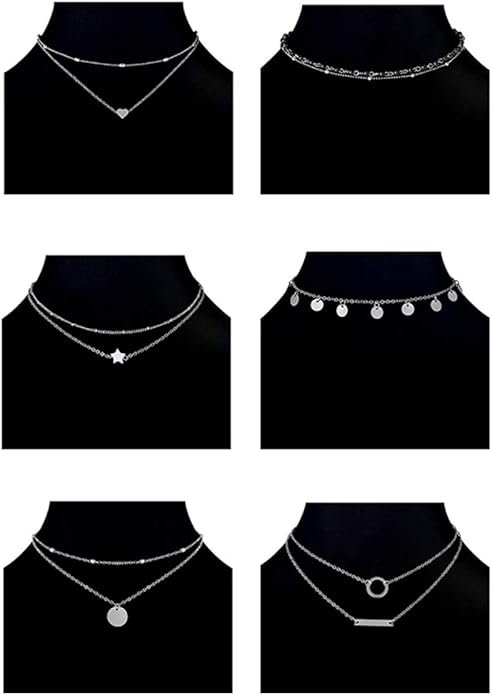 12pcs Chain Gold Bead Necklace Coin Moon Star Pearl Pendant Chain Choker Multilayer Necklace Leather Cord Set for Women Men Adjustable Gold Tone