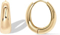 PAVOI 14K Gold Plated 925 Sterling Silver Post Small Chunky Hoops Earrings | Thick Lightweight Gold Hoop Earrings for Women