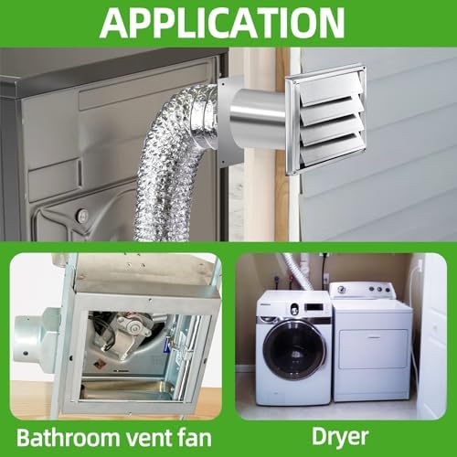 4"Dryer Vent Kit Through Wall w/Hose/Duct Connector/Plate, Stainless Steel - Image 7