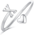 Initial Rings for Women Girls - Valentines Day Gifts for Her, Adjustable Rings for Women Non Tarnish Letter A-Z Dainty Heart Ring Teen Girls Gifts Trendy Stuff Personalized Jewelry Gift