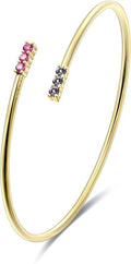 EcoGems Lab Grown Gemstone & Moissanite Bracelets – 14K White or Yellow Gold Plated Sterling Silver – Featuring Lab Grown Diamonds, Emeralds, Paraiba, Sapphire & Pearls – Sustainable Luxury Gift with Gift Box