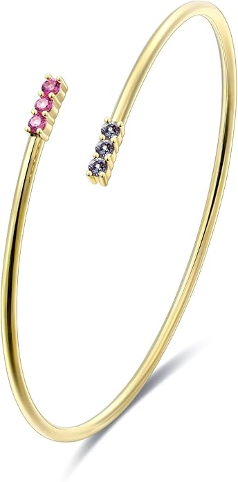 EcoGems Lab Grown Gemstone & Moissanite Bracelets – 14K White or Yellow Gold Plated Sterling Silver – Featuring Lab Grown Diamonds, Emeralds, Paraiba, Sapphire & Pearls – Sustainable Luxury Gift with Gift Box