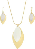 Madison Tyler Gold Plated Jewelry Set for Women | Silver Teardrop Pendant Necklace Trendy | Long Necklace with Snake Chain | Fashion Dangle Earring Set