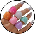 Multicolor Resin Chunky Rings for Women,Acrylic Plastic Rin Knuckle Finger Cute Trendy Aesthetic Y2k Statement Ring Vintage Simple Geometric Rings Jewelry