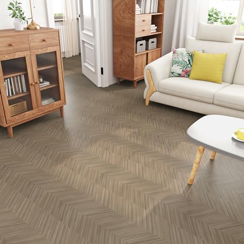 Livelynine 15.8x394 Inch Herringbone Wood Floor Contact Paper Peel and Stick - Image 2