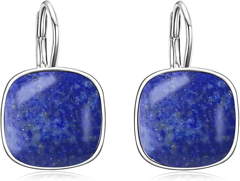 AOBOCO Sterling Silver Leverback Earrings Embellished with Crystals from Austria, Hypoallergenic Cushion Cut Square Crystal Earrings, Fine Anniversary Birthday Jewelry Gifts for Women