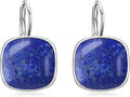 AOBOCO Sterling Silver Leverback Earrings Embellished with Crystals from Austria, Hypoallergenic Cushion Cut Square Crystal Earrings, Fine Anniversary Birthday Jewelry Gifts for Women