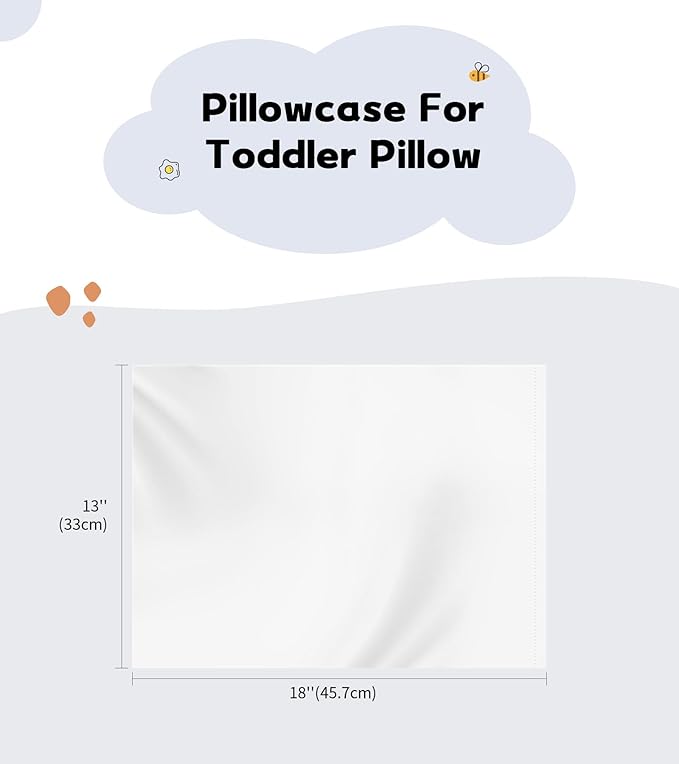 Deep Dream 100% Cotton Toddler Pillowcases Set of 2, 13x18 Inches Fits Baby Pillow Sized 12x16, 13x18, 600 Thread Count Cotton Small Travel Kids Pillow Case Covers with Envelope Closure, White