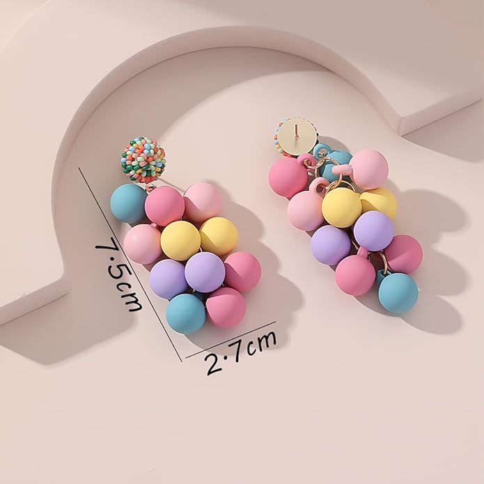 Acrylic ball Beads Dangle Earrings for Women,Colorful Statement Earring Cute Candy Colored Drop Dangle Geometric Jewelry Earrings For Gift Party