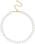 Natural Freshwater Baroque Pearl Necklace 14K Gold Plated Dainty Choker Necklace for Women Girls Snake Chain/Cuban Link/Paperclip/Ball Beaded Chain/Tennis Chain Fashion Jewelry for Gift