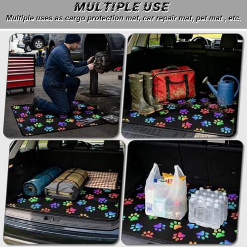 Colorful Dog Paw All Purpose Trunk Mat Universal Waterproof Cargo Liner - Image 3