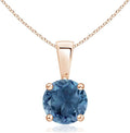 Angara Natural Blue Topaz Solitaire Pendant for Women | Classic Prong-Set Round Blue Topaz Pendant in 14K Solid Gold/Silver/Platinum With 18" Chain | December Birthday, Gemstone Jewelry Gift