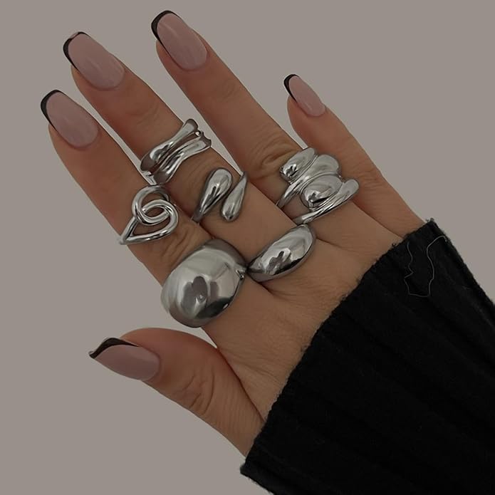 Sora Tuki Rings for Women Chunky Rings Set Adjustable Stackable Ring for Women Bold Thick Statement Ring Trendy Chunky Jewelry