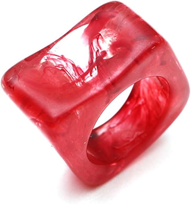 Multicolor Resin Chunky Rings for Women,Acrylic Plastic Rin Knuckle Finger Cute Trendy Aesthetic Y2k Statement Ring Vintage Simple Geometric Rings Jewelry