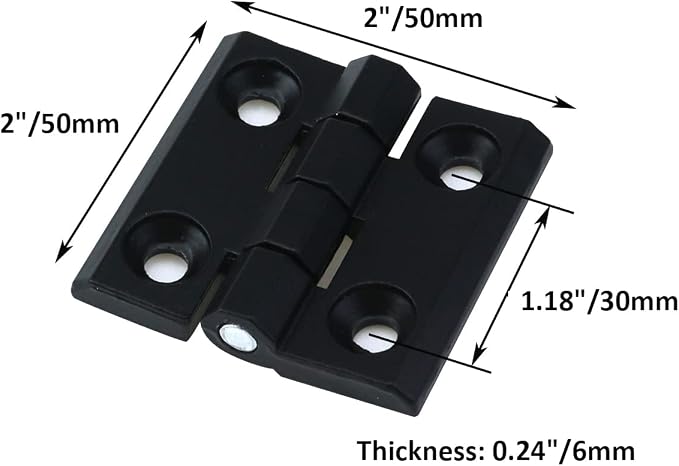 Woogim 4PCS Black Heavy Duty Cabinet Door Hinges 50mmx50mm | Reinforced Ball - Image 2