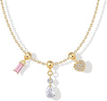PAVOI 14K Gold Plated Dainty Necklace with Charms Set - Hypoallergenic Adjustable Chain Gold Charm Necklace for Women - Small Motif & Mantra 2 and 3-Pack Removable Pendants - Cute Jewelry Gifts