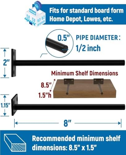 LEOPO 12-Pack 8 inch Floating Shelf Brackets, Hidden Shelf Bracket - Image 3
