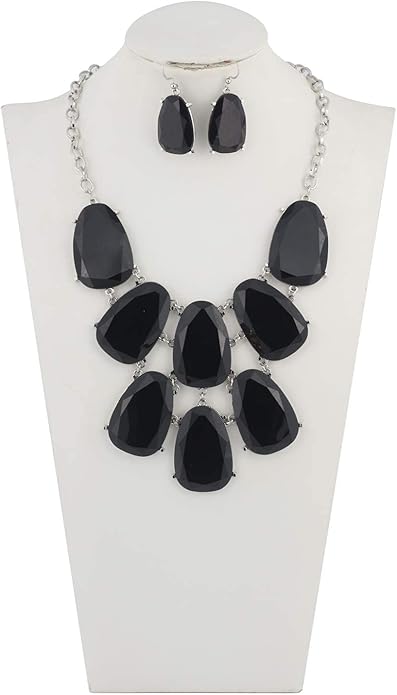 Firstmeet Chunky Bubble Statement Collar Necklace with Earrings for Women