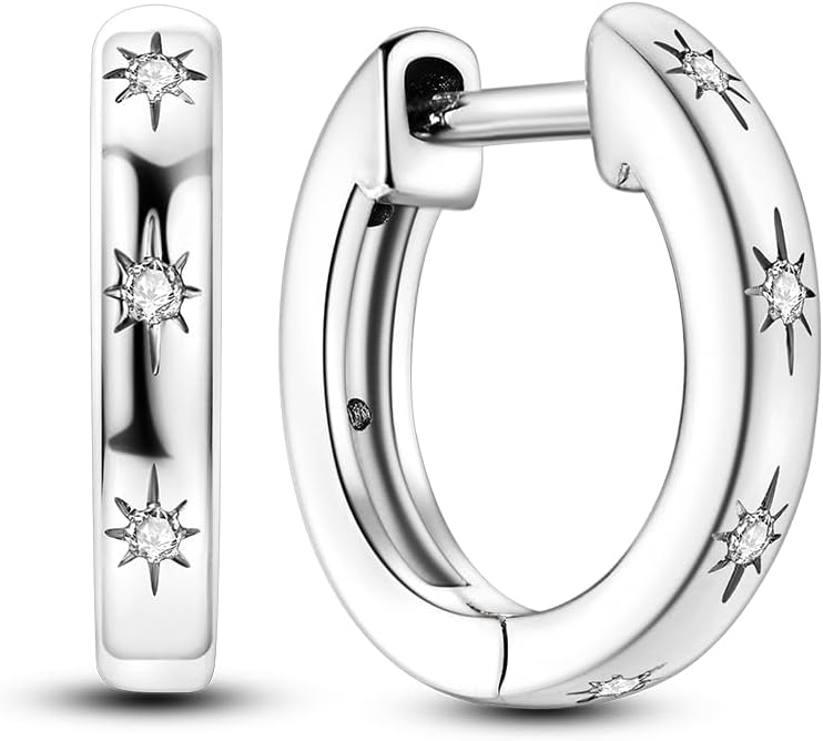 NARMO Earrings for Women 925 Sterling Silver Heart Hoops Small Colorful Rainbow Hoop Earrings Huggie Earrings