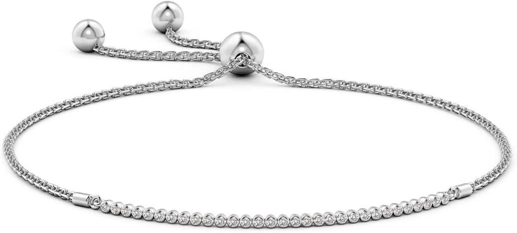 Angara Diamond Tennis Bolo Bracelet in 14K Solid Gold | Natural Diamond Adjustable Chain Bracelet for Women | April Birthstone Jewelry Gift For Women