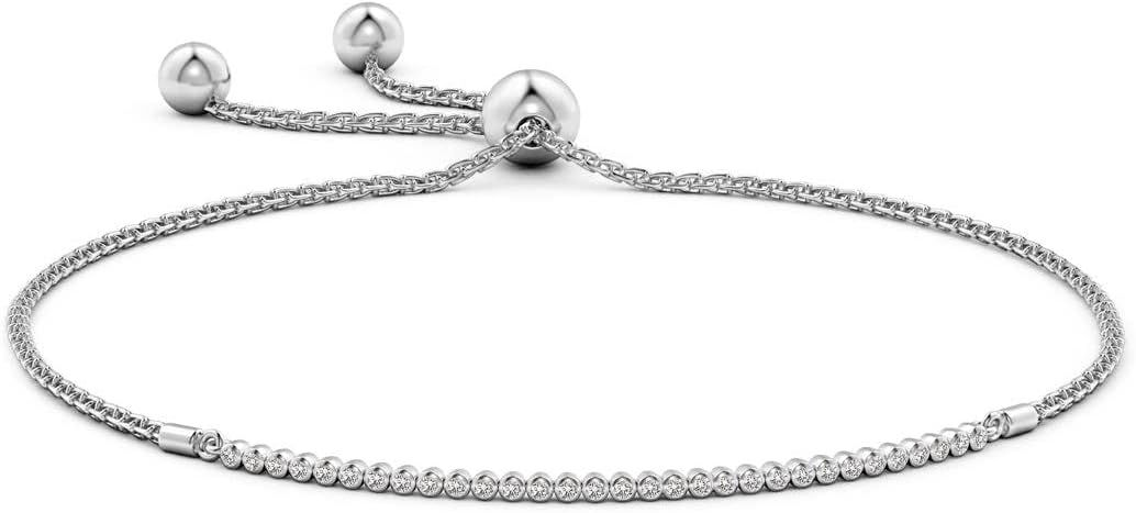 Angara Diamond Tennis Bolo Bracelet in 14K Solid Gold | Natural Diamond Adjustable Chain Bracelet for Women | April Birthstone Jewelry Gift For Women