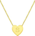 YL Initial Necklace 925 Sterling Silver Heart Letter Pendant A-Z Alphabet Cubic Zirconia Jewelry for Women