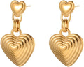Black/White/Red/Green/Blue/Brown Heart Earrings for Women, Gold Plated Vintage Gold Earrings with Hypoallergenic Posts,Lightweight Black and Gold Dangle Statement Jewelry, Gift for Women—Girlfriend Wife Mom for Wedding, Party, Valentines Day Gifts for Her