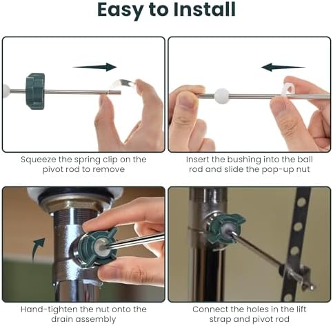 Enhon 4 Pack Lavatory Pop up Center Piece Assembly, Sink Pivot Rod Replacement - Image 6