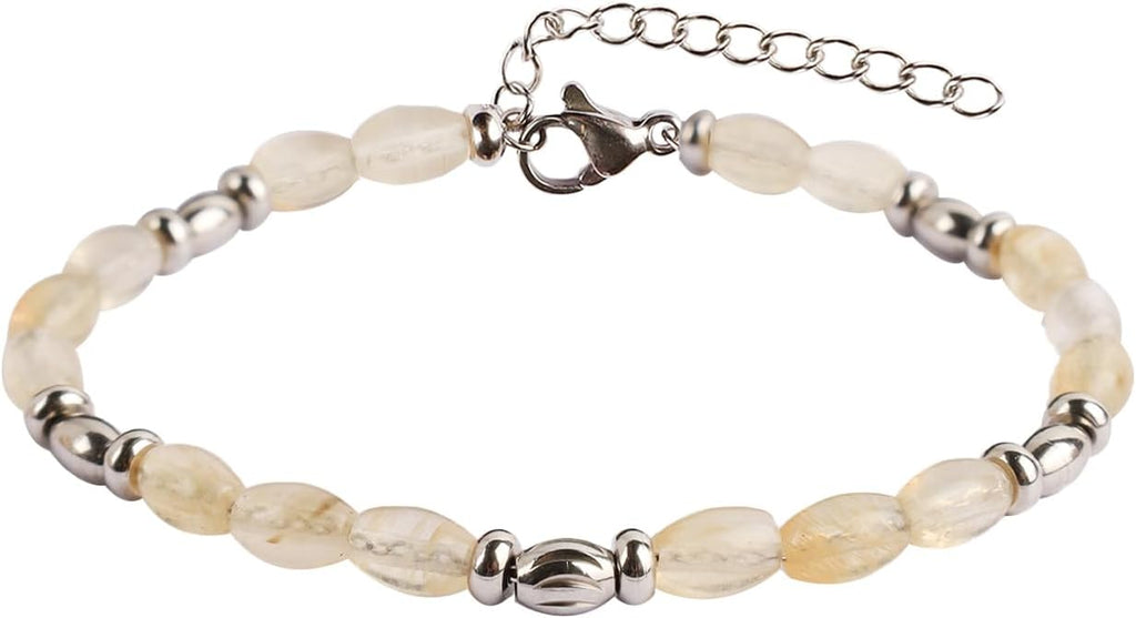 Natural Gem Stone Beaded Bracelets for Women Adjustable Stainless Steel Agate Lapis Tiger Eye Aventurine Rose Quartz