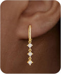 Dangle Earrings For Women Trendy 14K Gold Plated Drop Silver Long Dangling Dainty CZ Simple Hanging Jewelry