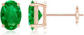 ANGARA Natural Emerald Earrings for Women | Oval Shape Emerald Classic Earrings in 14K Solid Gold/Platinum | May Birthday, Anniversary, Gemstone Jewellery Gift