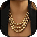 Punk Layered Beads Collar Choker Necklace for Women Chunky Stacking Bead Ball Necklaces Hip Hop Statement Necklace Wedding Jewelry Accessories