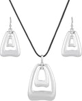 Madison Tyler Gold Plated Jewelry Set for Women | Silver Teardrop Pendant Necklace Trendy | Long Necklace with Snake Chain | Fashion Dangle Earring Set