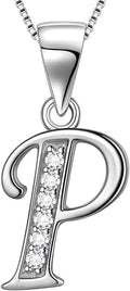 Aurora Tears Letter Necklace Initial 925 Sterling Silver Alphabet Pendant Crystal Name Gift Women Cubic Zirconia Jewelry