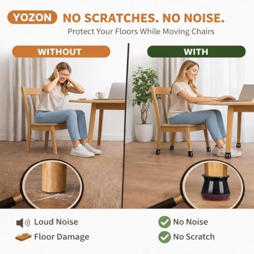 YOZON Chair Leg Floor Protectors Silicone Caps Felt Strengthen Bottom - Image 5