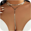 2Pcs Gold Long Snake Chain Y Drop Necklaces for Women Trendy Statement Layered Lariat Choker Necklace Y2K Formal Prom Party Jewelry Accessories Gift