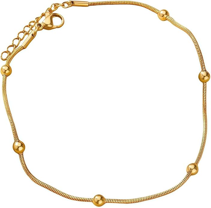 Adjustable Stainless Steel Snake Chain Anklet for Women Minimalist Beach Summer Ankle Bracelet Jewelry Gift