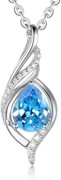 Birthstone Necklaces for Women Infinity Pendant S925 Sterling Silver Teardrop Pendant Necklace Anniversary Birthday Gifts for Women Wife Christmas Gifts for Her Mom Lady
