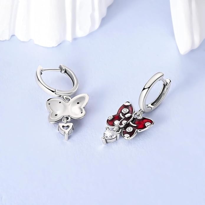LAZA 925 Sterling Silver Hoop Earrings for Women, Hypoallergenic Huggie Butterfly Dangle Drop Earrings Colorful Flower Earrings Jewelry Gifts