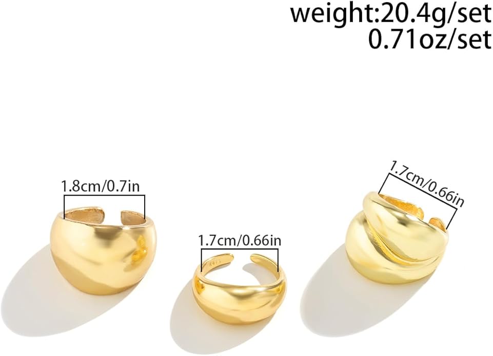 Sora Tuki Rings for Women Chunky Rings Set Adjustable Stackable Ring for Women Bold Thick Statement Ring Trendy Chunky Jewelry